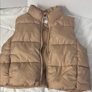 Tan Puffer Vest with Insulating Quilted Design